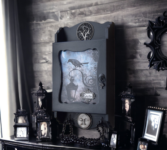 Gothic Home Decor, Witch jewelry box, Victorian Halloween, horror gifts, Halloween key box, sunglasses storage, Glasses wall storage, Wall stand jewelry, Bat skull with wings, Bat holder, Whimsigoth Art, key organizer, wall key holder, display cabinet, entry cabinet, jewelry cabinet, jewelry organizer, mini cabinet, storage cabinet, wall bathroom cabinet, wall cabinet, wall hanging, wall organizer, wood wall cabinet, wooden cabinet