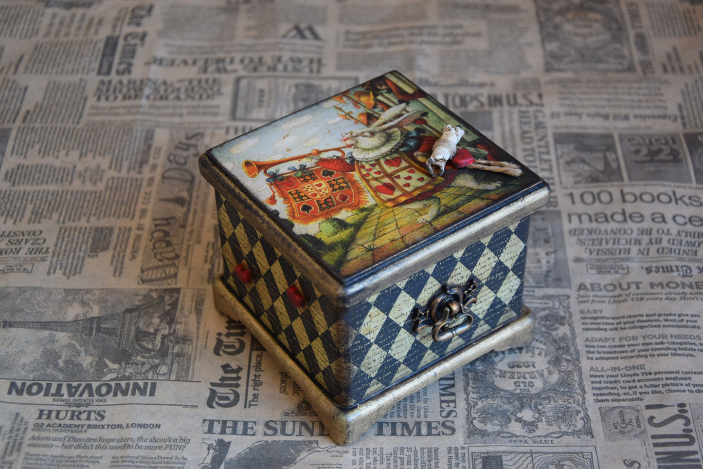 Alice in Wonderland Gifts, Decoupage Jewelry Box, Birthday Present