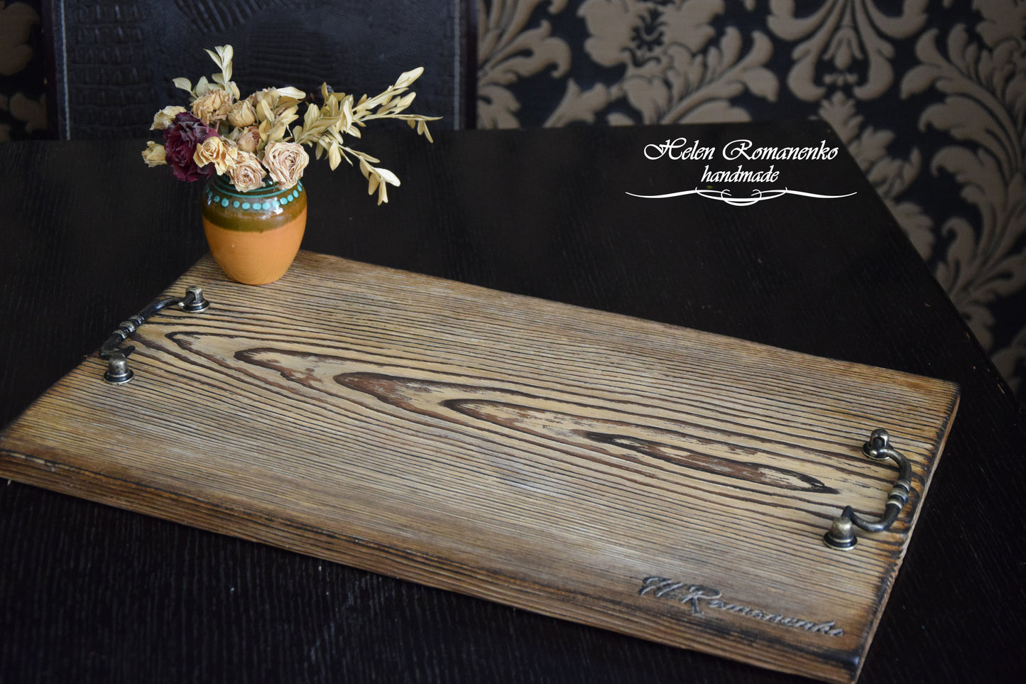 boho style, breakfast tray, kitchen decor, farmhouse decor, serving tray, wooden tray, coffee table tray, patio decor, tea tray, decorative tray, tray with handles, bed tray, modern tray, gift for her, coffee table, tray, trinket dish, birthday tier tray, rectangle wooden ottoman tray