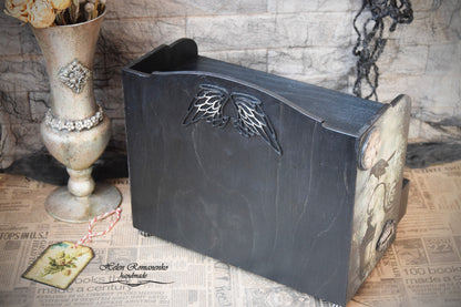 Gothic Home Decor, Witch jewelry box, horror gifts, Tree of Life, halloween decor, Apothecary Cabinet, handmade furniture, jewelry storage, black raven wings, moon jewelry box, medicine cabinet, stash box, jewelry Organizer