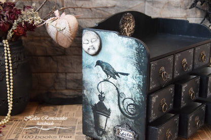 Gothic Home Decor, Witch jewelry box, horror gifts, Tree of Life, halloween decor, Apothecary Cabinet, handmade furniture, jewelry storage, black raven wings, moon jewelry box, medicine cabinet, stash box, jewelry Organizer