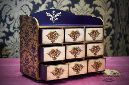 keepsake box, makeup organizer, jewelry armoire, Jewelry box, ring box, Apothecary Cabinet, wood ring box, drawer organizer, large jewelry box, storage chest, Chest of drawers, gift for her, handmade furniture