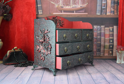 gothic furniture, apothecary cabinet, chest of drawers, drawer organizer, jewelry armoire, jewelry box, jewelry organizer, keepsake box, makeup organizer, medicine cabinet, ring box, storage cabinet, storage chest, Apothecary Cabinet