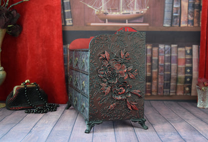 gothic furniture, apothecary cabinet, chest of drawers, drawer organizer, jewelry armoire, jewelry box, jewelry organizer, keepsake box, makeup organizer, medicine cabinet, ring box, storage cabinet, storage chest, Apothecary Cabinet