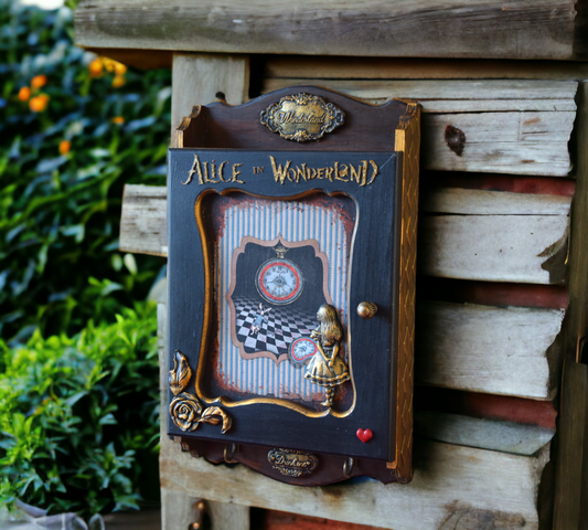 Jewelry Storage, Key hook, Key Rack, wall hooks, key holder for wall, key hanger, alice in wonderland, jewelry stand, wall key holder, Cheshire Cat, kids jewelry box, key organizer, Mad Hatter, Key box, Wall cabinet, wall-mounted key box, Wall cabinet, Jewelry Holders, Wall key storage box, Jewelry box