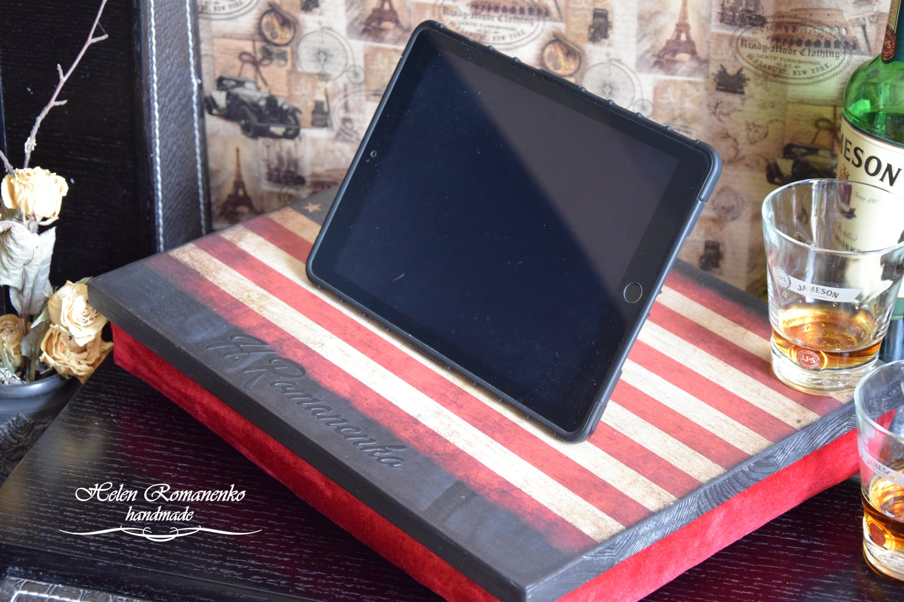 Laptop accessories, Breakfast tray, police officer gifts, Thin Blue Line, Thin red line, Thin Green line, usa flag, bed tray, trinket tray, wooden tray, catch all tray, coffee table, Laptop tray