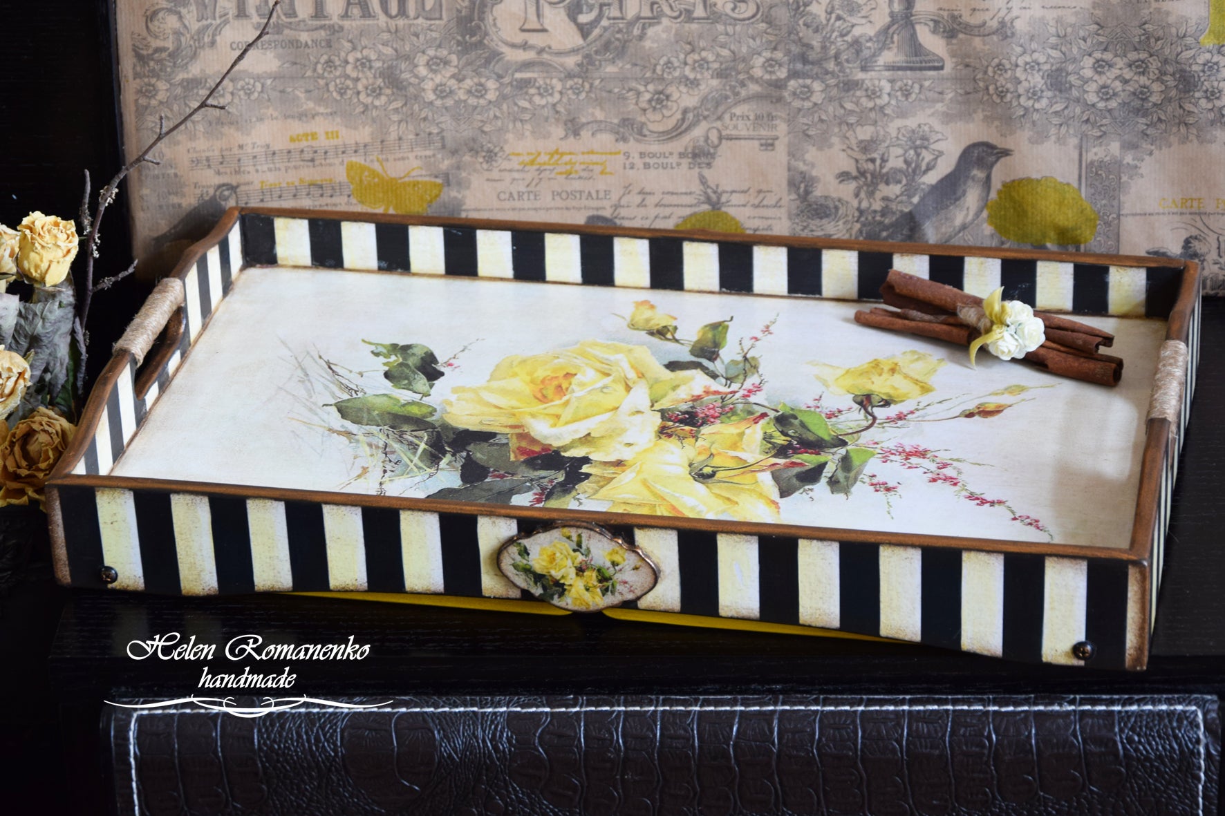 decorative tray, kitchen organization, Coffee Table Tray, folding table, Wooden bed tray, breakfast tray, bed tray, serving tray, wooden tray, catch all tray, tea tray, tray with handles, coffee table, Yellow flowers, Yellow roses