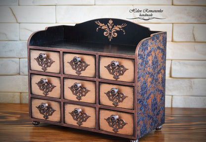 keepsake box, makeup organizer, jewelry armoire, Jewelry box, ring box, Apothecary Cabinet, wood ring box, drawer organizer, large jewelry box, storage chest, Chest of drawers, gift for her, handmade furniture