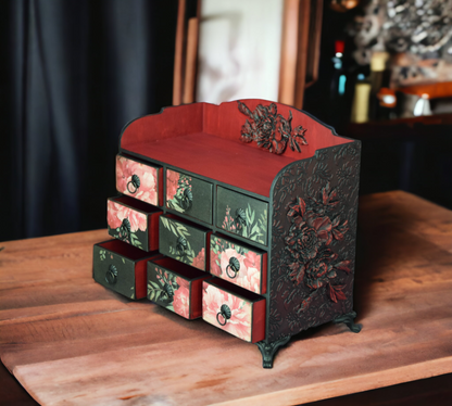 bohemian decor, bombay chest, campaign chest, chest of drawers, drawer organizer, jewelry box, jewelry cabinet, makeup organizer, medicine cabinet, storage cabinet, wooden box, ring box, jewelry organizer