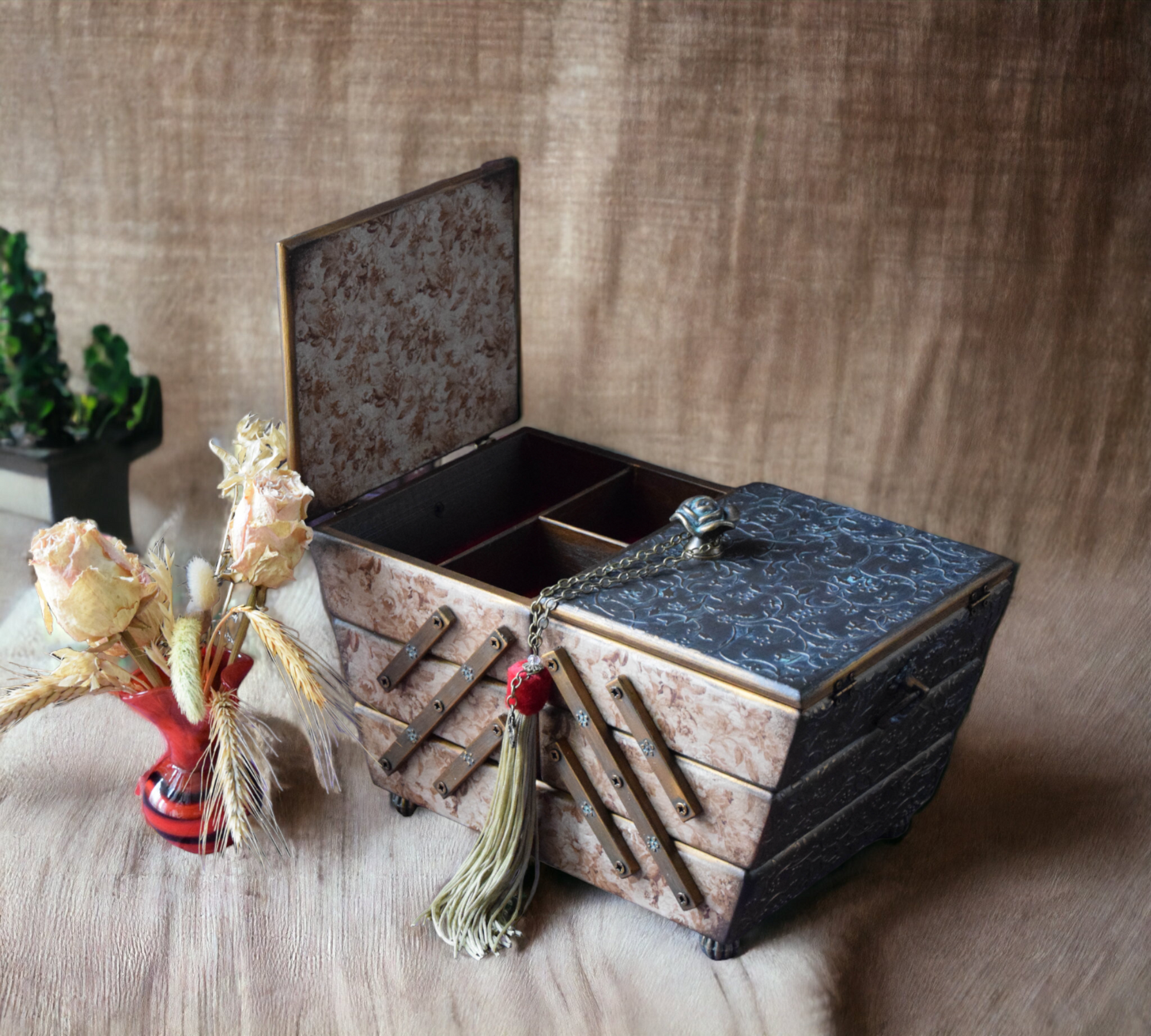 jewelry box, jewelry storage, sewing basket, sewing box, sewing organizer, small wooden box, storage box, trinket box, wood sewing box, wooden case, wooden jewelry box, wooden sewing box, wooden storage box