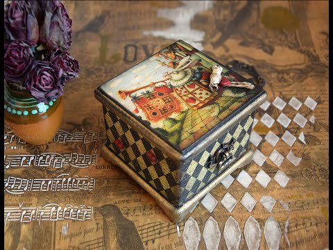 Alice Tea house,Wooden tea box, Alice in wonderland, Tea box