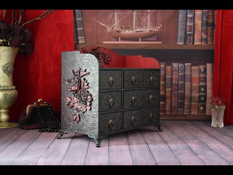 gothic furniture, apothecary cabinet, chest of drawers, drawer organizer, jewelry armoire, jewelry box, jewelry organizer, keepsake box, makeup organizer, medicine cabinet, ring box, storage cabinet, storage chest, Apothecary Cabinet